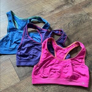 Champion Racerback Sports Bra set of 3 - Pink, Purple, Blue SIZE LG